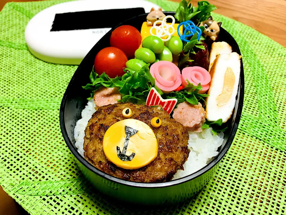 娘のお弁当🍱くまさんバーグ|いちごさん