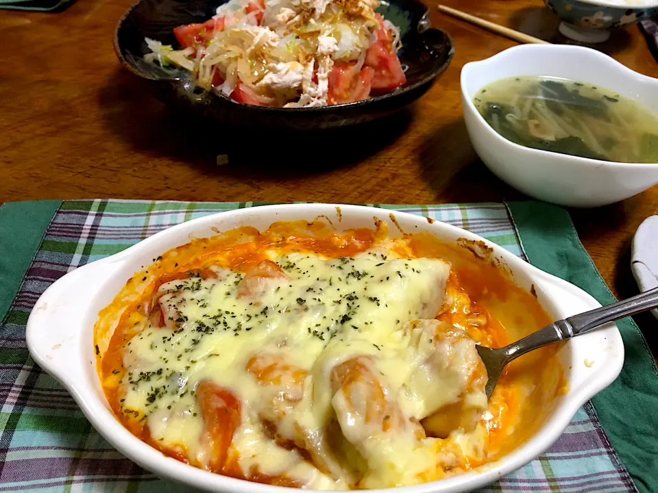 鶏胸肉のトマトチーズ焼き|さんだーさん