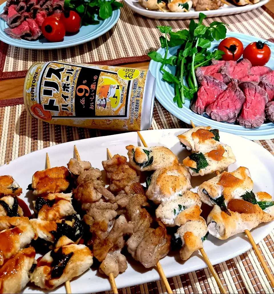 焼き鳥とローストビーフで宅飲み|ナオミさん