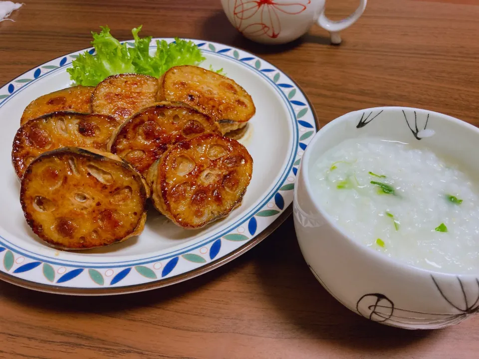 七草粥とレンコンの挟み焼き|なつさん