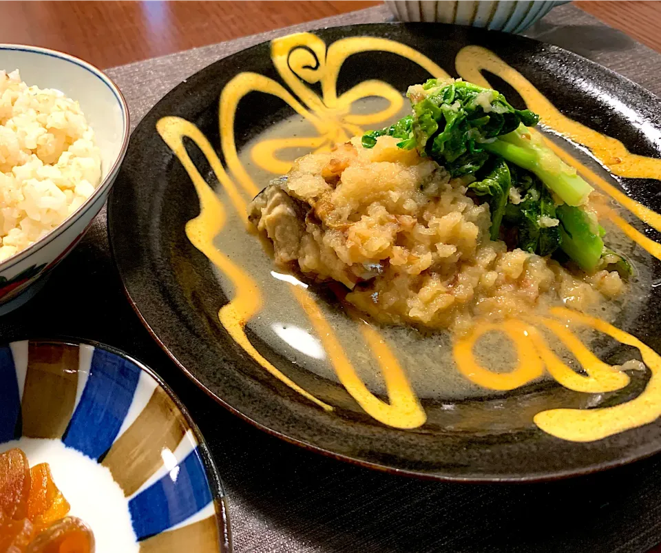 鯖のみぞれ煮、菜の花添え|かなっぺさん