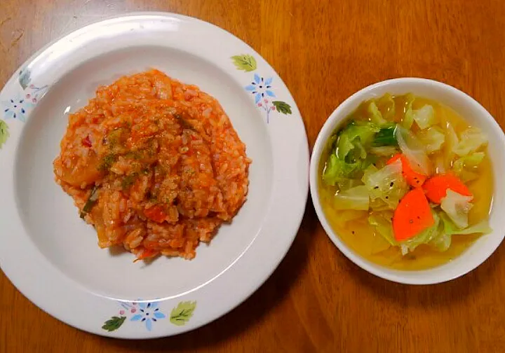 １月２５日　いかと大根のトマト煮でツナトマトリゾット　野菜スープ|いもこ。さん