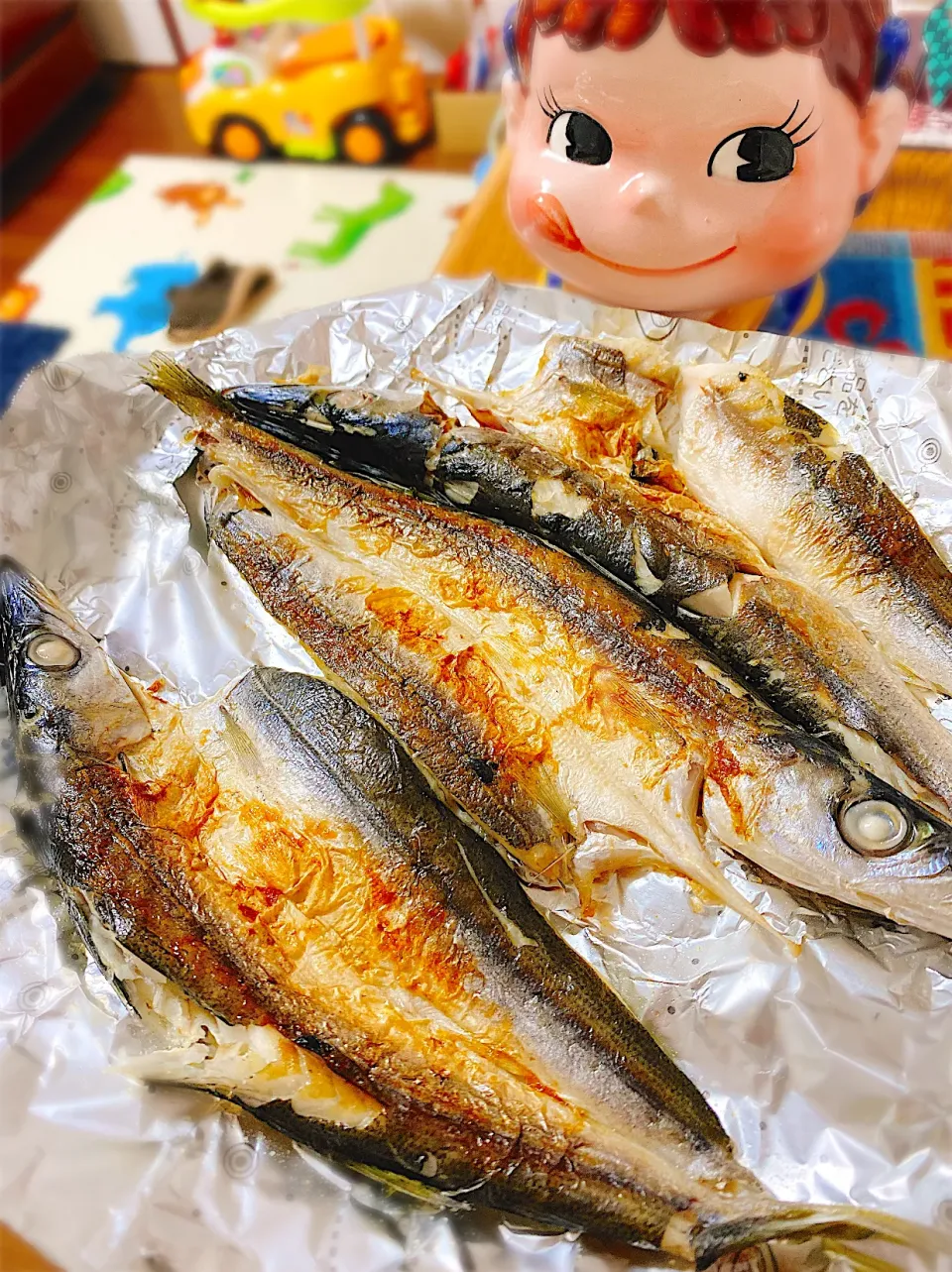 フライパン調理♡お頭付き焼きカマス。|ぽき。さん