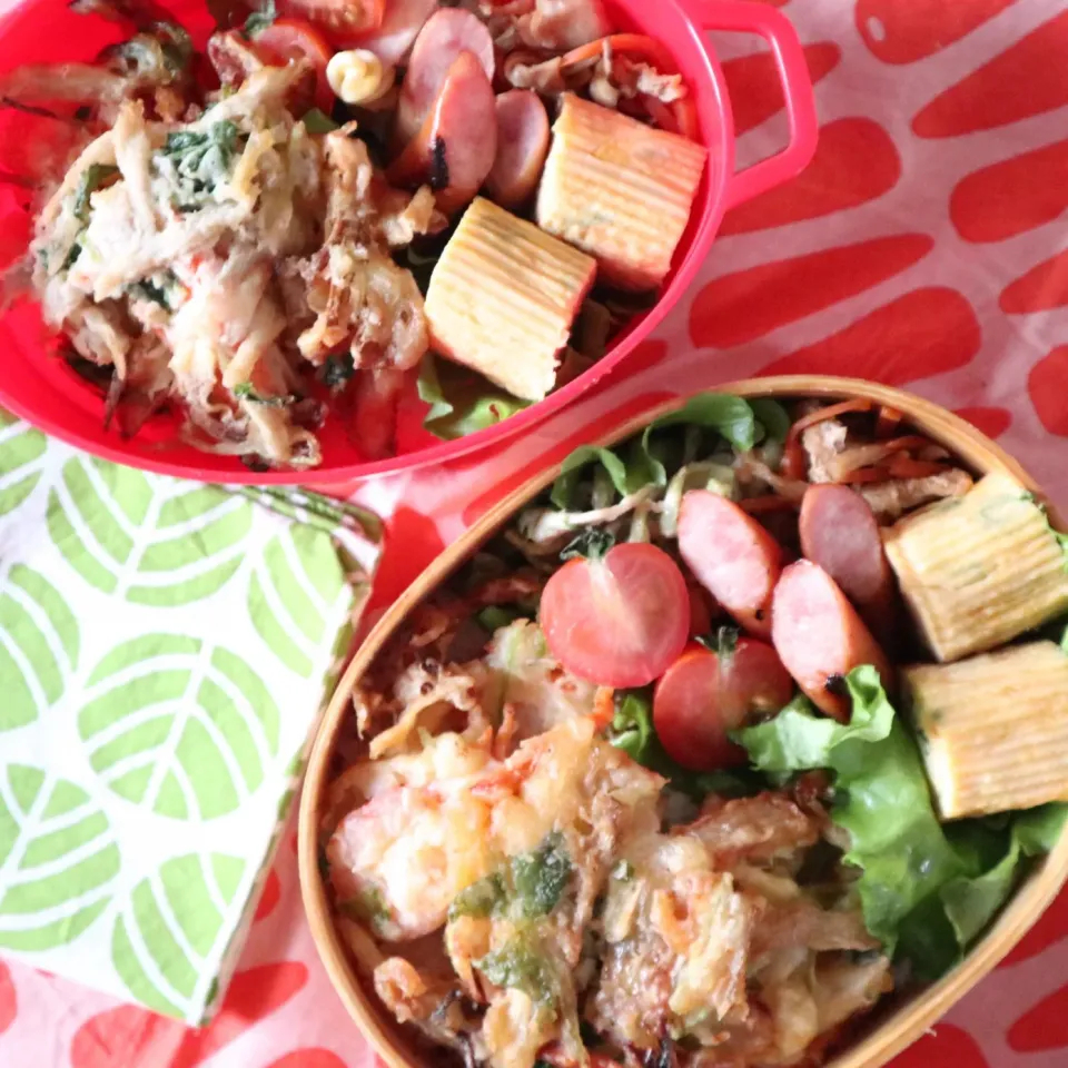 中学生男子年子弁当🍱かき揚げ丼|なかじー。さん