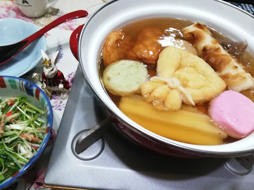 '21,1/29
一人おでんと水菜のサラダ😋|たえさん