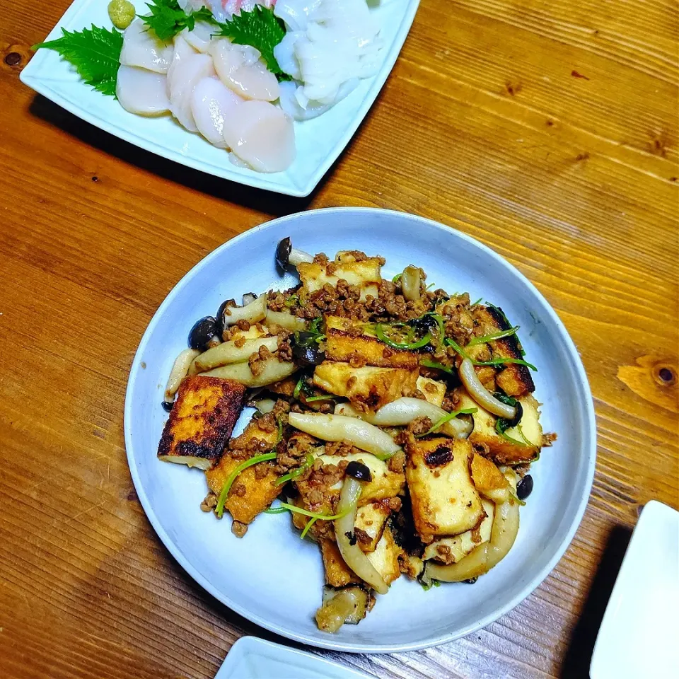 Snapdishの料理写真:『厚揚げと大豆のお肉甘酒炒め』|seri-chanさん