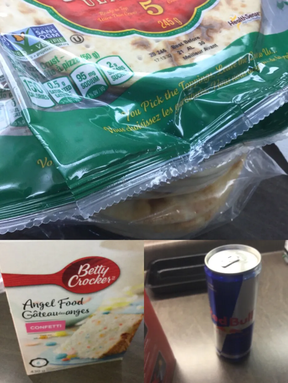 India bread,angel food cake and a red bull energy drink|ninja kittyさん