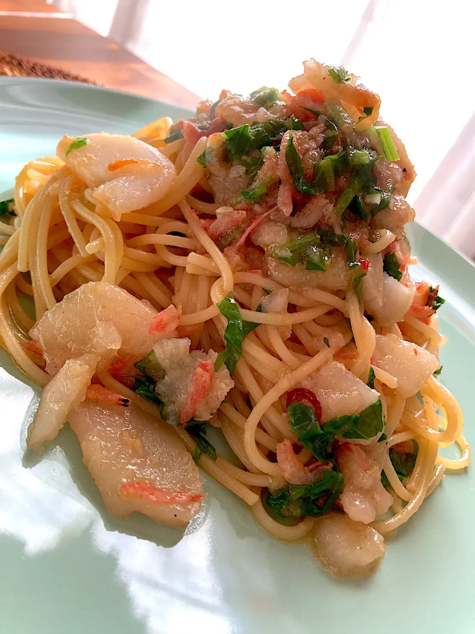 かぶと桜エビの生姜たっぷりスパゲティ😋🍝💕✨|アイさん