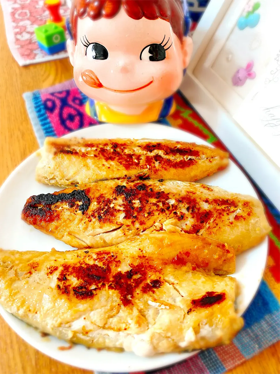 Snapdishの料理写真:フライパン焼き魚♡骨抜き鯖の西京漬焼き。|ぽき。さん