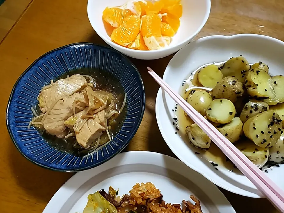 カジキマグロのすき焼き風煮
新ジャガ大学芋
伊予かん|aiさん