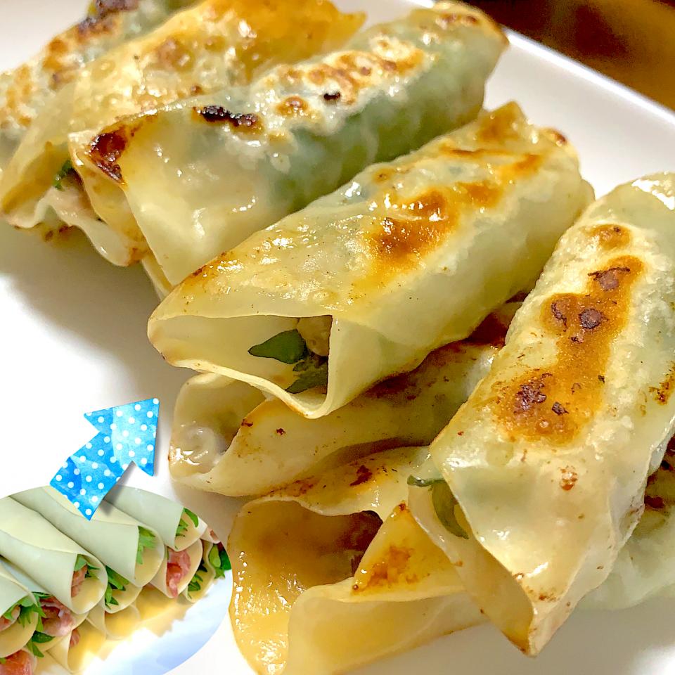 豚肉と大葉を巻いて焼いただけ！の餃子もどき