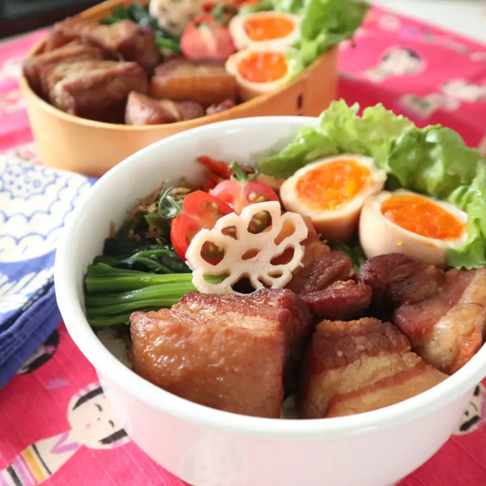 中学生男子年子弁当🍱豚の角煮😋💕|なかじー。さん