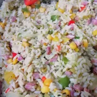 Arroz c/ milho ervilhas fiambre pimentos|Fiama Casteloさん