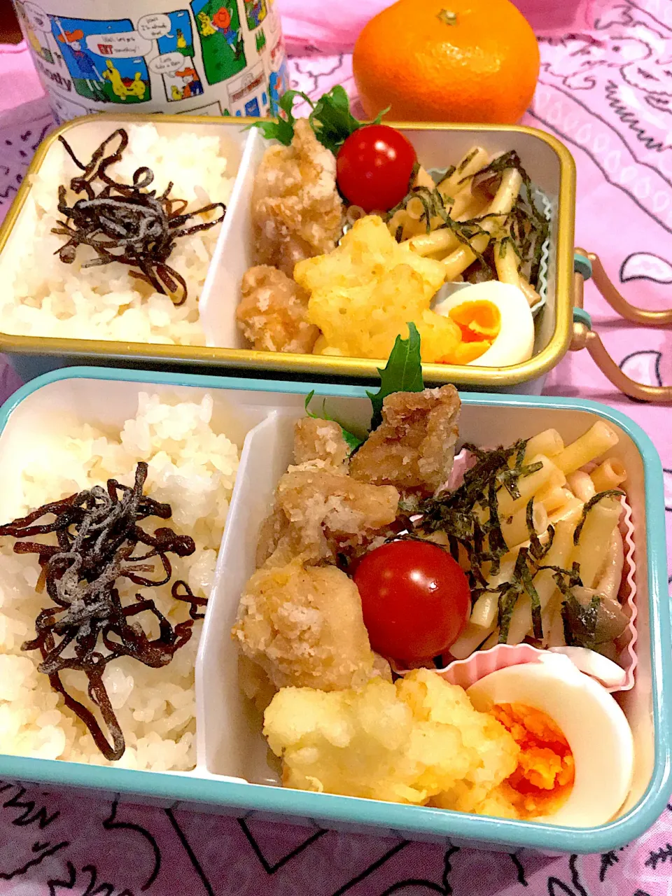 Snapdishの料理写真:2021.2.2  JK＆自分弁当～我が家のスタミナ唐揚げ🎶|rinrin*mama*さん