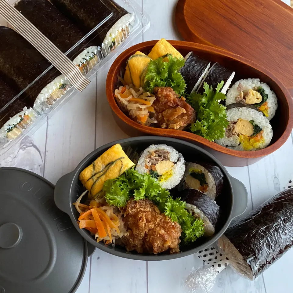 Snapdishの料理写真:姉妹弁当 キンパ|mnkさん