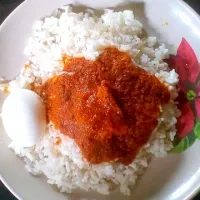 Rice and meat stew with boiled egg.|Foodingさん