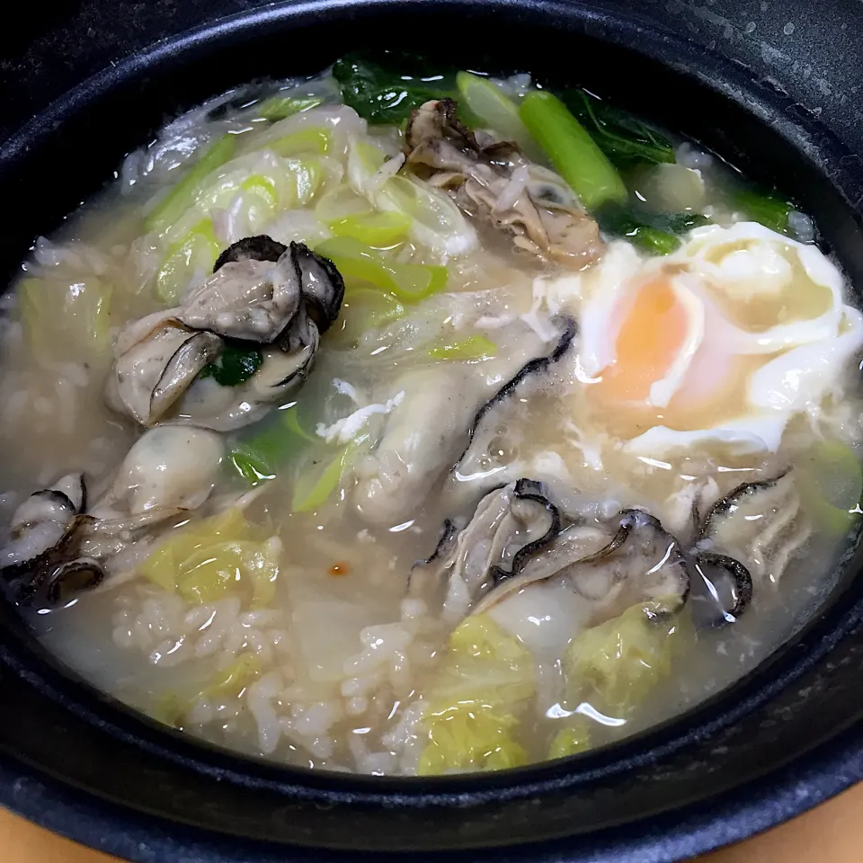 在宅勤務中の男飯(牡蠣雑炊)|おおもりの星さん