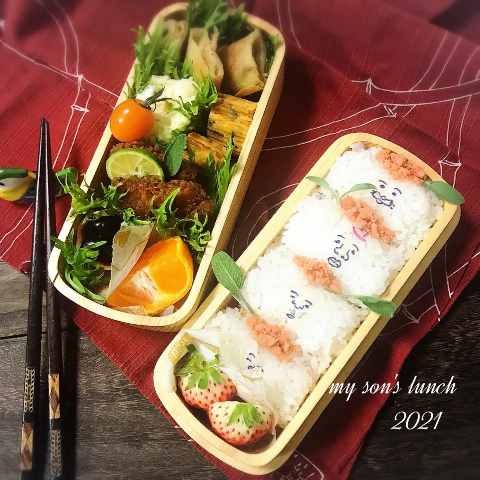 Snapdishの料理写真:ミニ変顔おじさん弁当|kotokotoさん