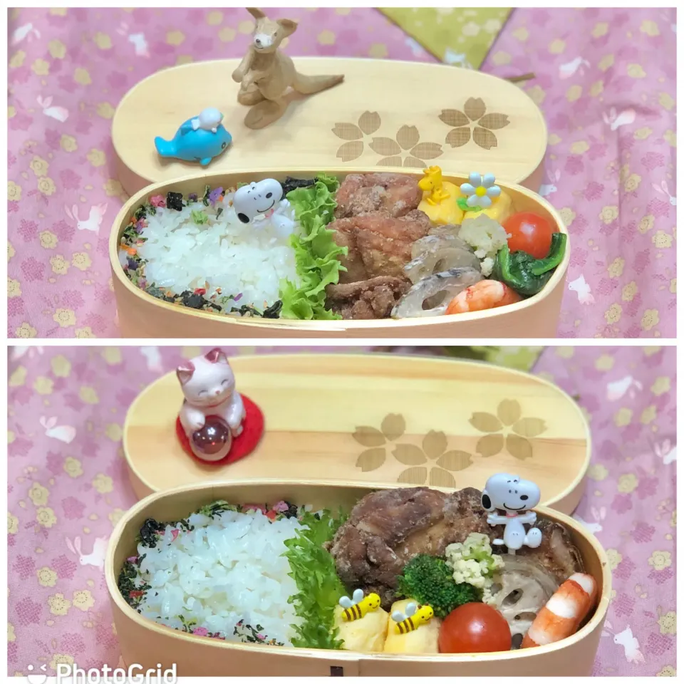 鶏モモ唐揚げ☘の双子ちゃんお弁当💙❤️ 12/16水|sweet homeさん