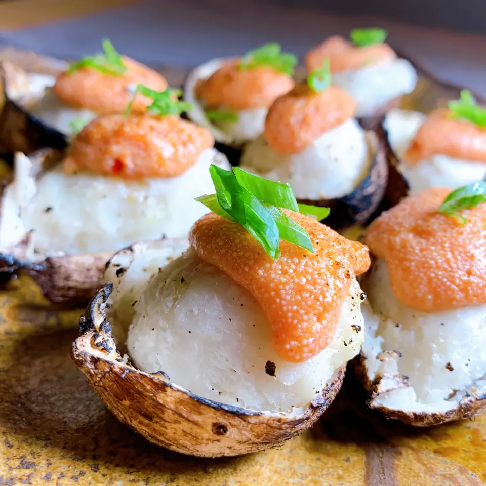 Baked Japanese Taro with Mentaiko (Spicy Salted Cod Roe) & Mayo (里芋のオーブン焼き、明太子マヨネーズのせ)|Masa, The Cooking Husbandさん