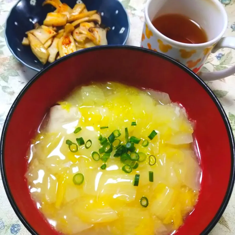 生湯葉と白菜の丼とメンマ風エリンギ|うたかた。さん