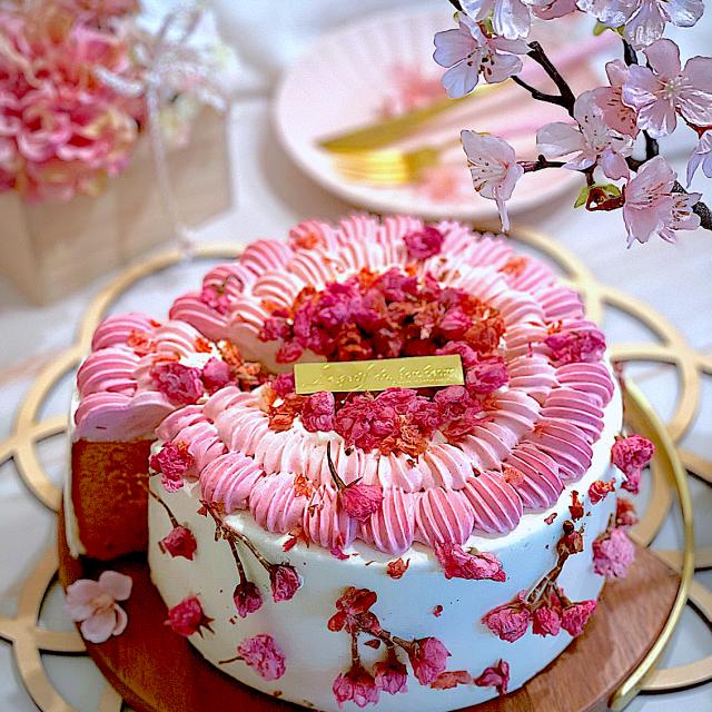 桜と甘酒のシフォンケーキ Ax Snapdish スナップディッシュ Id Dh1pfa