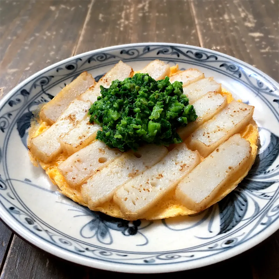 ばらもん揚げのたまご焼き🥚柚子胡椒風味菜の花ソース|七海さん