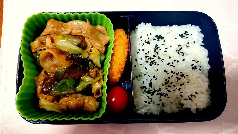 なすとピーマンとキャベツと豚肉の味噌炒め❤️旦那さんお弁当🎵😊|かおるcitronさん