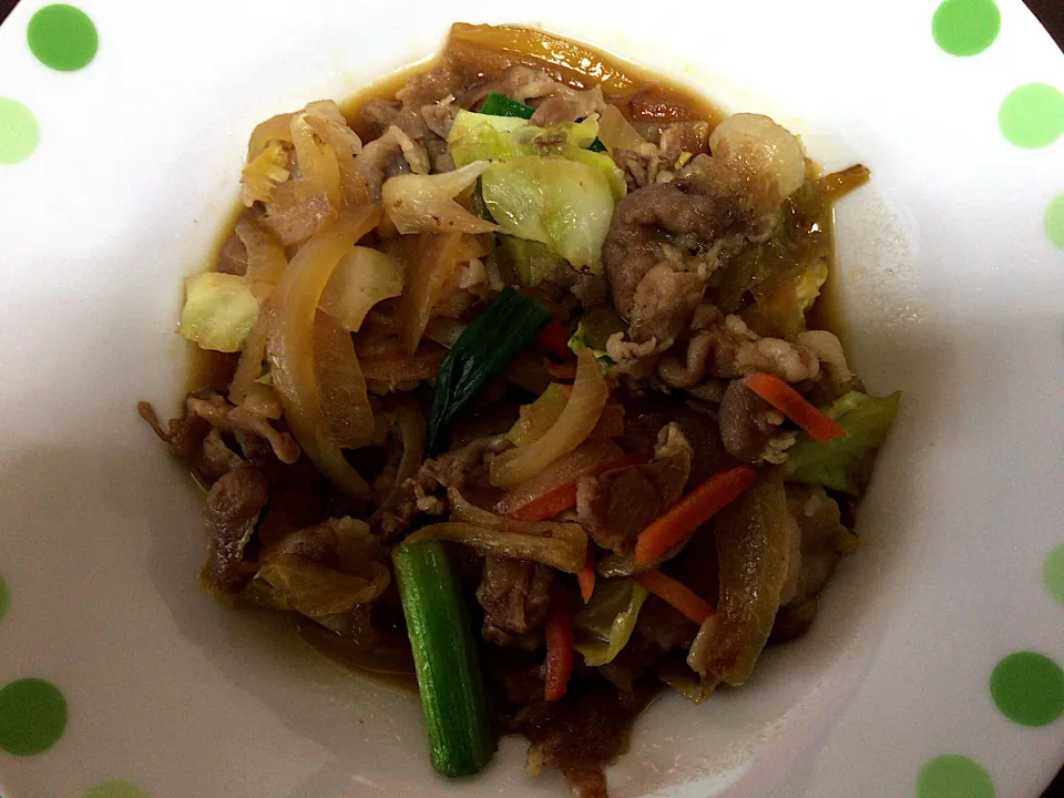 豚肉野菜炒め|ばーさんさん