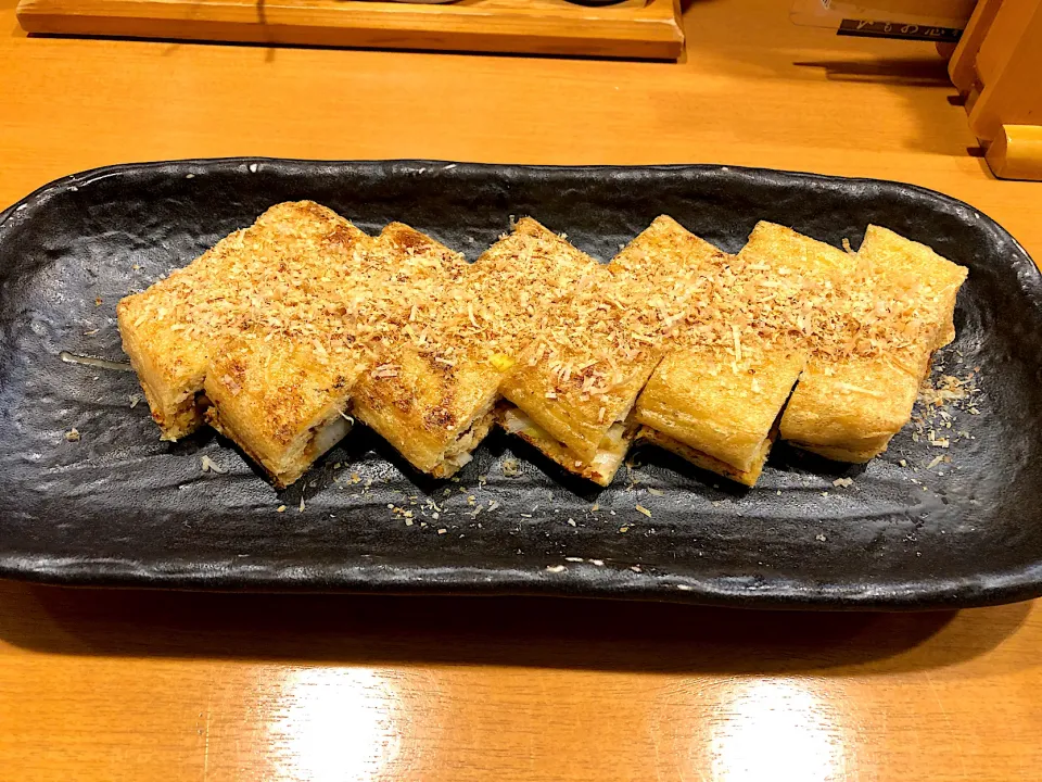 新潟栃尾の油揚げ 神楽南蛮味噌はさみ焼き|しのぶさん