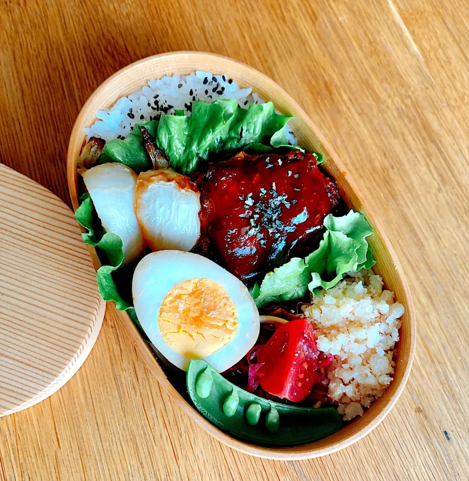 曲げわっぱ弁当 ❁﻿ ハンバーグ弁当|madoさん