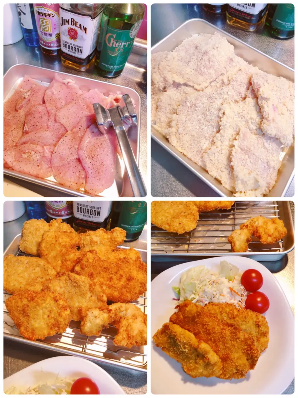 今夜はチキンカツ🐔下味は黒瀬スパイスで！多めに揚げて朝ごパンでチキンカツサンドだ😋|海斗さん