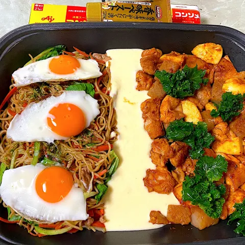 「「Cook Do®香味ペースト®」 １２０g」を使ってみたSnapdishの料理・レシピ写真:ホットプレートで勝ち飯スタジアム♬第3弾!!ソース焼きそばvsチーズダッカルビ💣💥🔥