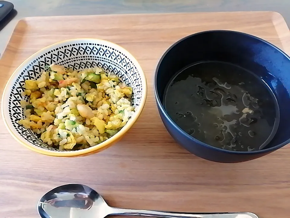 朝ごはん　チャーハン、海苔の味噌汁|Aikoさん