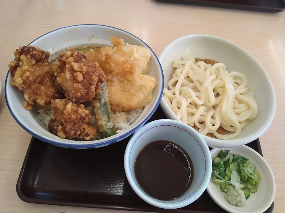 唐揚げととり天丼冷たい小うどんセット|大谷千鶴さん