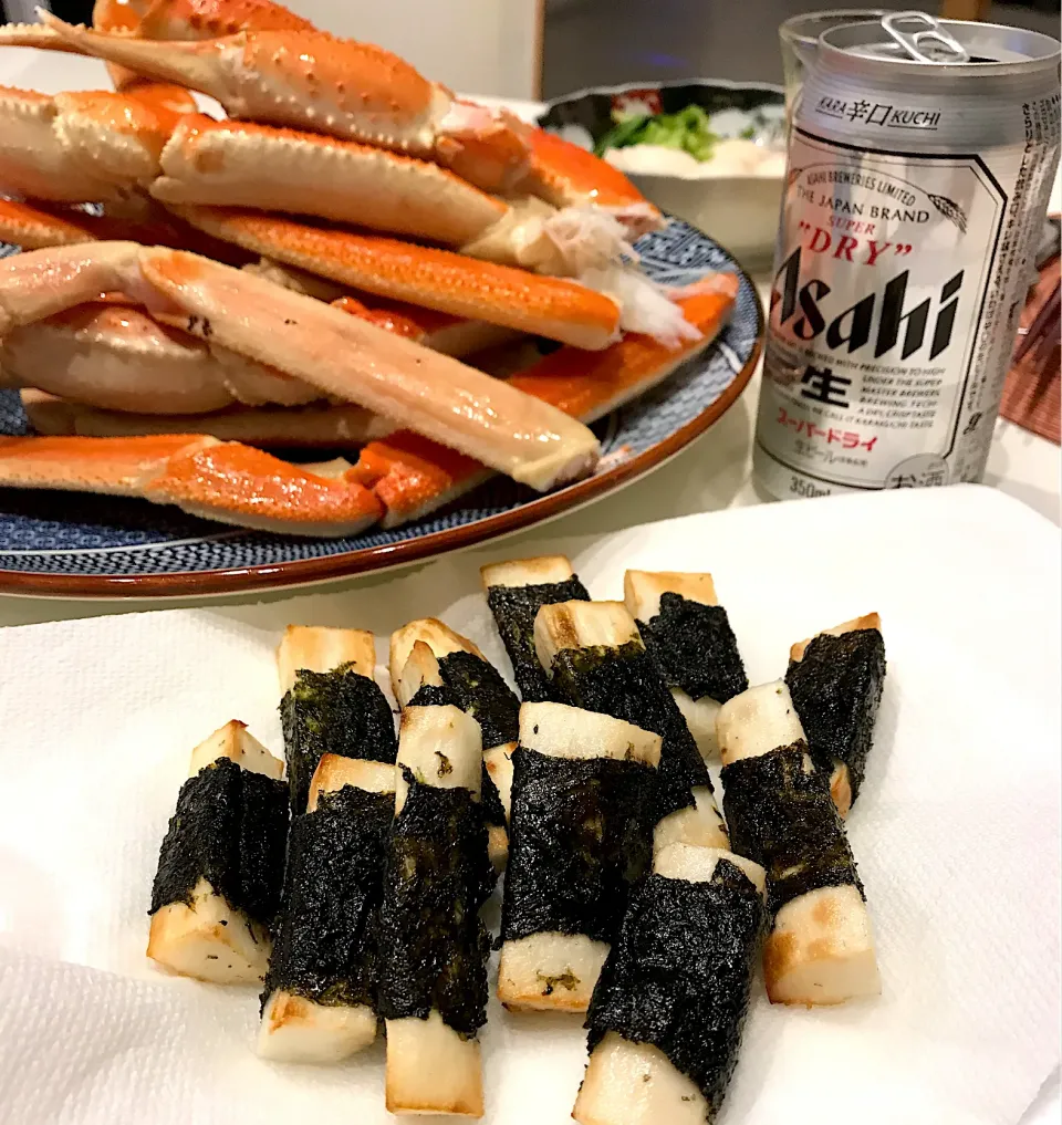 自然薯の磯辺揚げ＆ズワイガニ🦀➰🍻😋|ナムナムさん