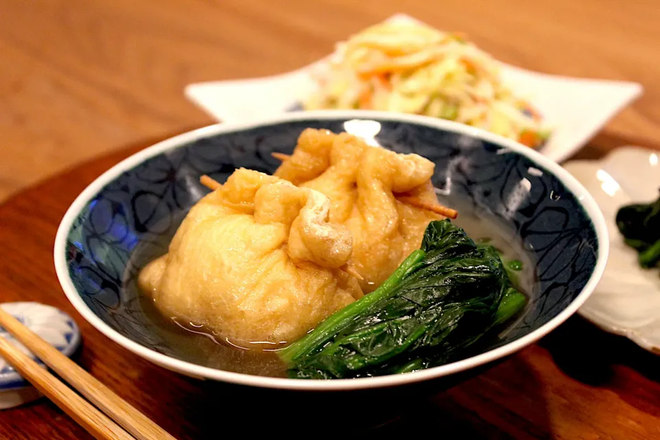 鶏ひき肉の油揚げ袋煮|よっすぃさん