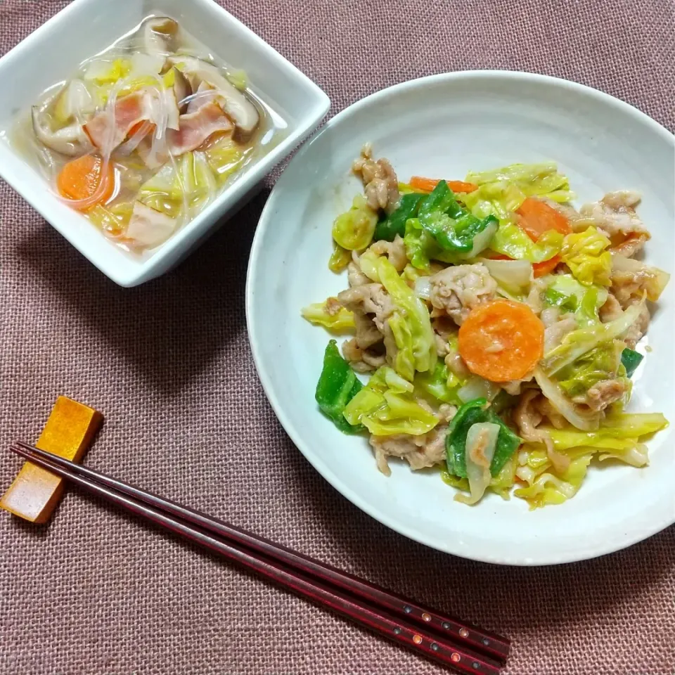 回鍋肉と中華春雨スープ|真希さん