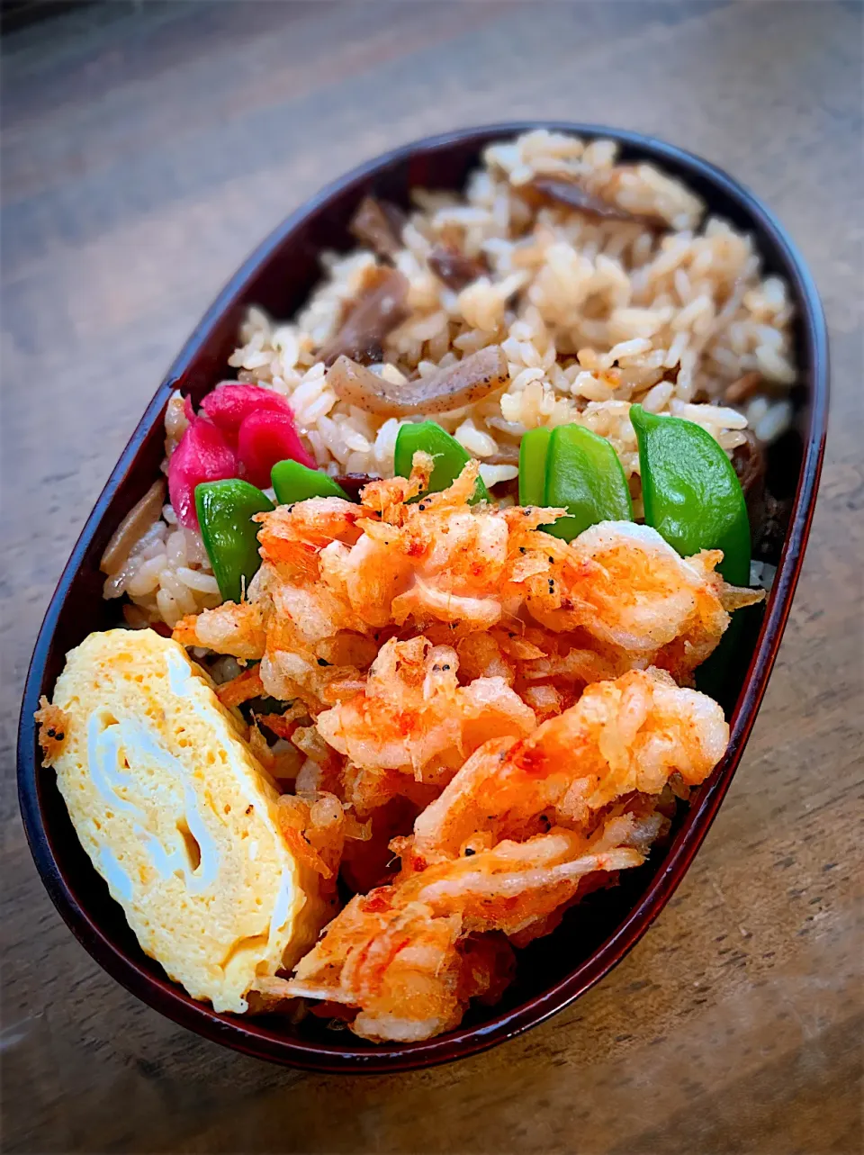 今日のお弁当・桜海老の炊込みとかき揚げ|akiさん