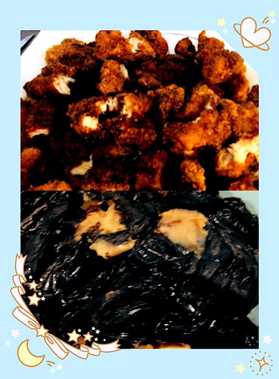 Homemade chicken nuggets and peanut butter banana covered with chocolate|ninja kittyさん