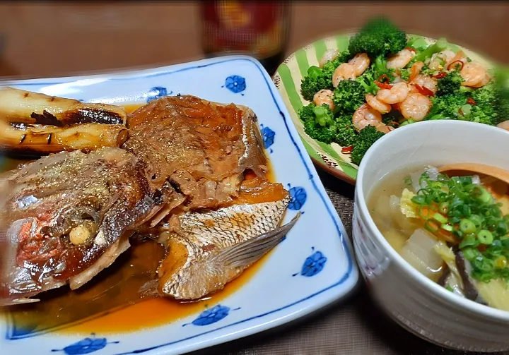 鯛🐟あら炊き
ブロッコリー🥦のペペロンチーノ
🥟スープ|びせんさん