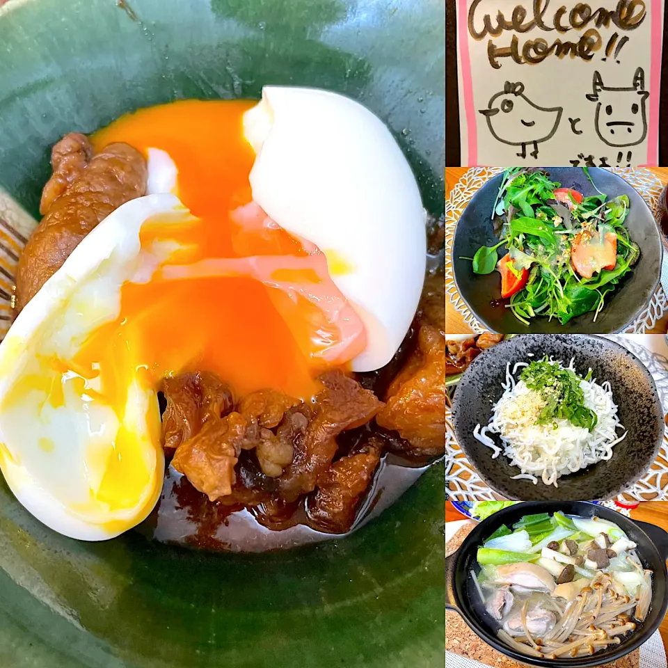 飛騨牛のどてに、水炊き、しらすご飯とサラダの宴|なお🅿️さん