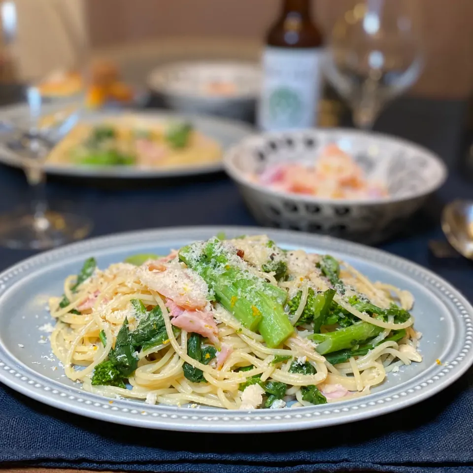 菜の花とベーコンのパスタ　柚子風味|麻紀子さん