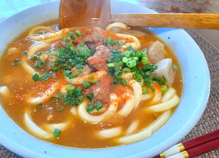 Snapdishの料理写真:牛スジ煮込みリメイク
　カレーうどん✨|びせんさん