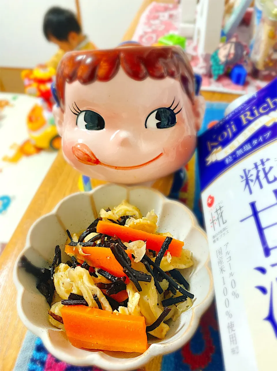 優しい甘さのほっこり和おかず♡長ひじきと極太切干大根と打ち豆の甘酒煮。|ぽき。さん