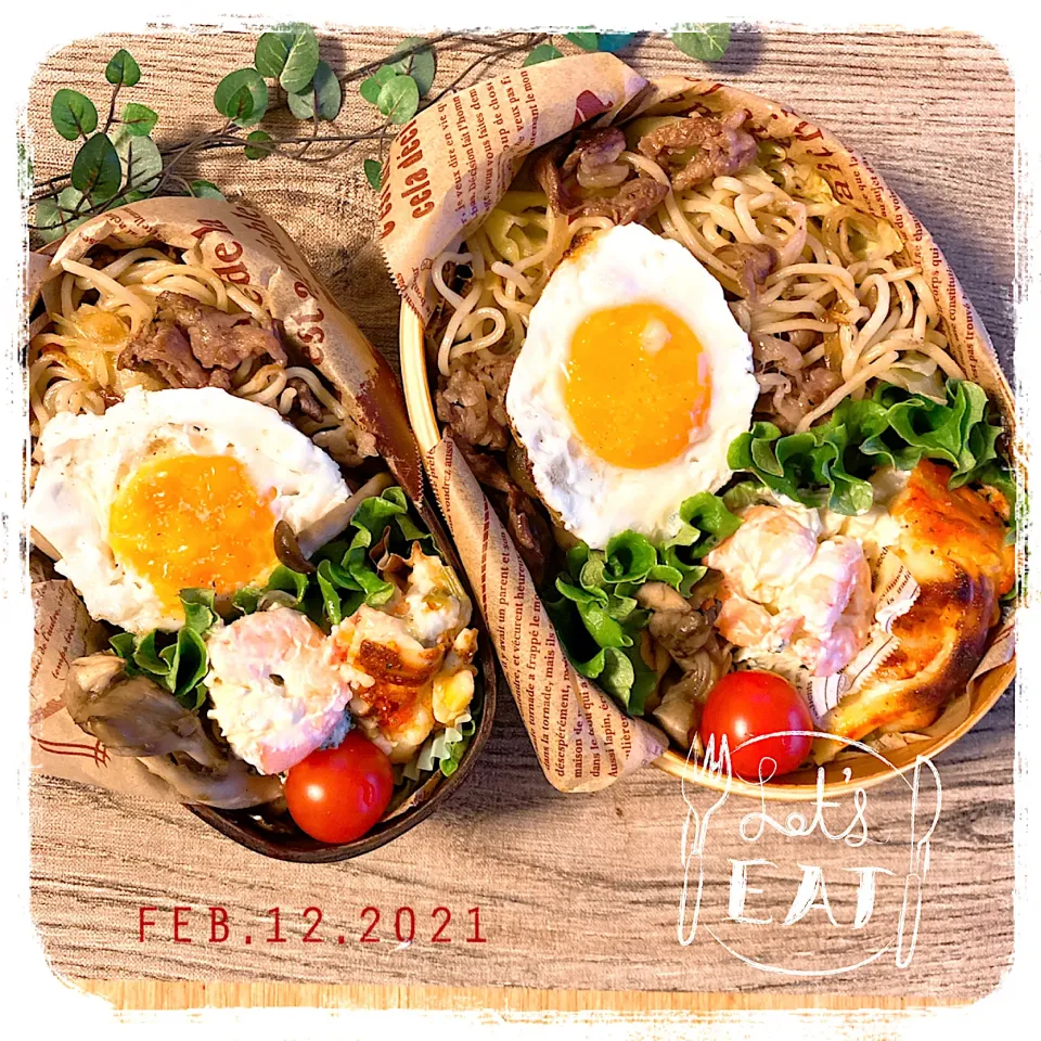 2/12 ☺︎☺︎ 牛肉ときのこの塩焼きそば弁当✩.*˚|jon2さん