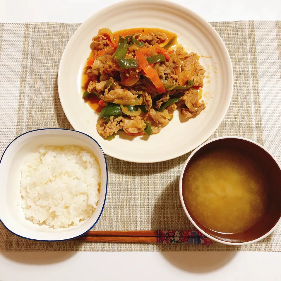 焼肉風野菜炒め定食|ひよこさん