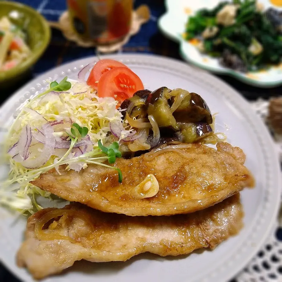 ヒロさんの料理 いっぺんに出来ちゃう豚ロース のにんにく しみしみ茄子|とまと🍅さん