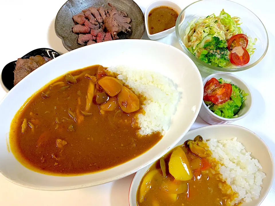 豚きのこカレーライス　鹿肉ロースト|ゆりえさん