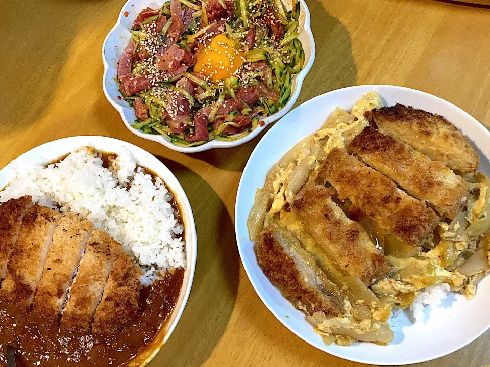 #カツ丼　 #カツカレー　#生ハムユッケ|𝕜𝕪𝟙𝟘𝟚𝟘𝟙𝟠さん